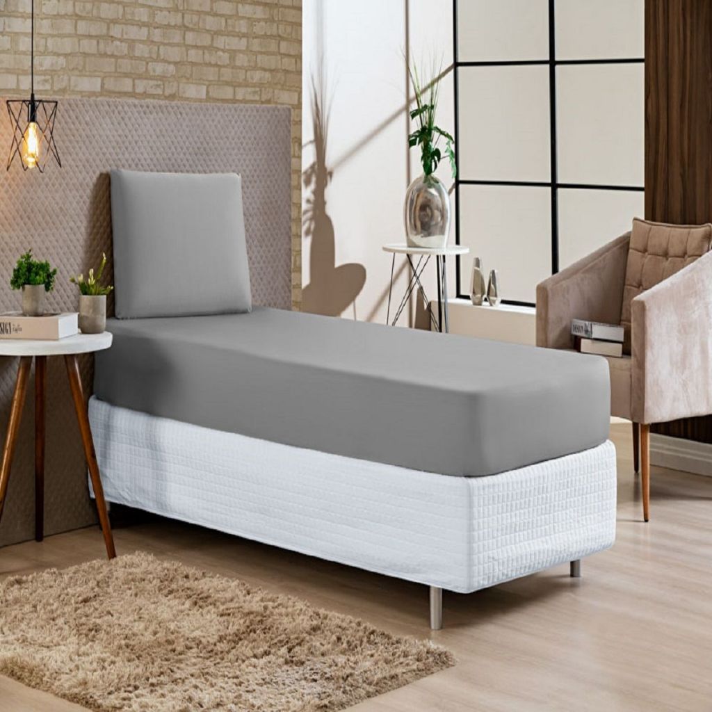 Jogo de Cama Lençol Solteiro 400 Fios 2 Pçs Micropercal com Elástico Cama Box Toque de Pêssego