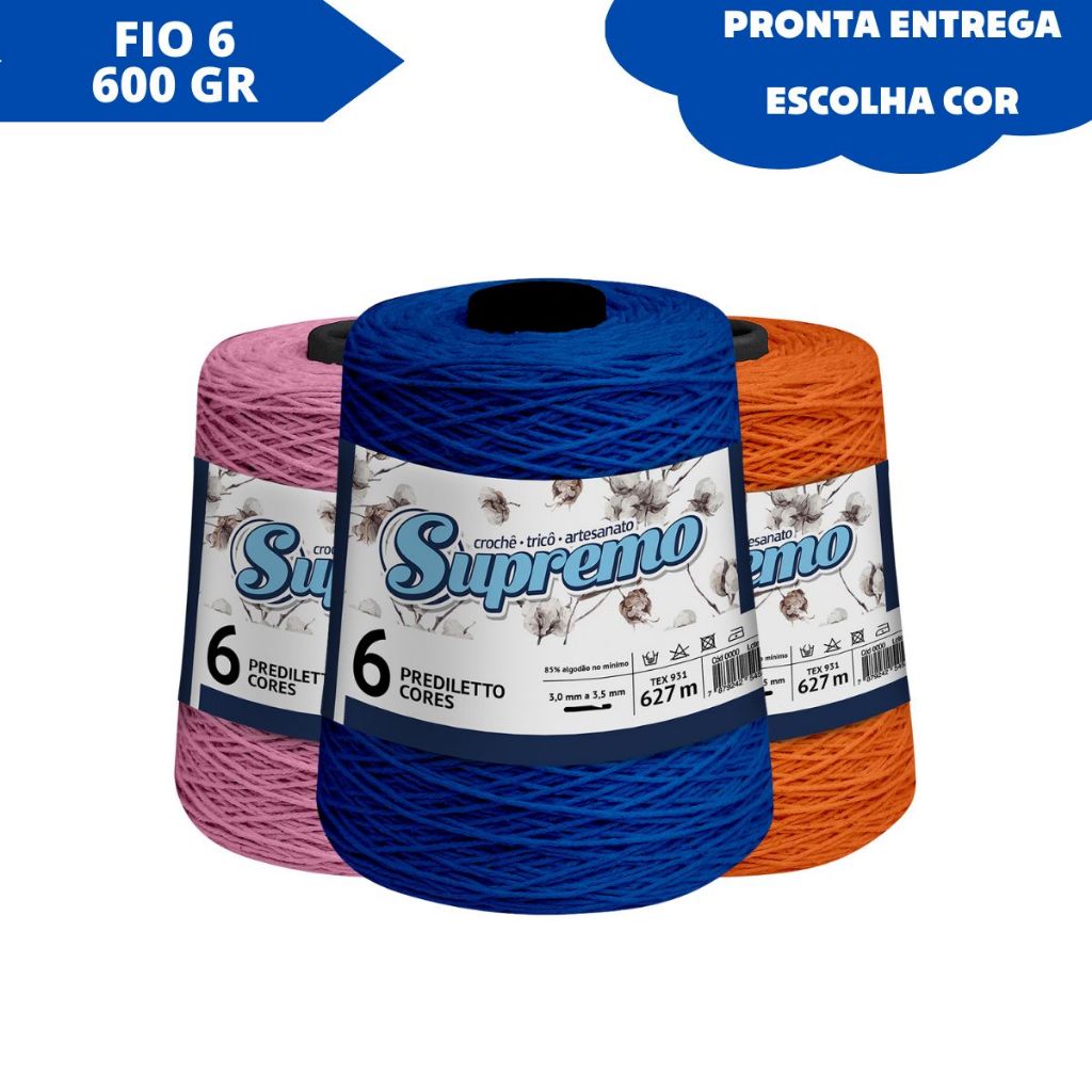 Barbante Supremo 600g PREDILETTO FIO 6 Escolha Cor em Oferta na Shopee