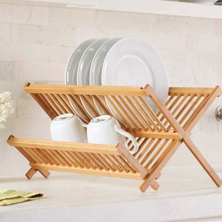 Escorredor De Louça 43x34 Bambu 34x34 Porta Prato Copos 14 ou 11  Divisórias Prático E Fác...