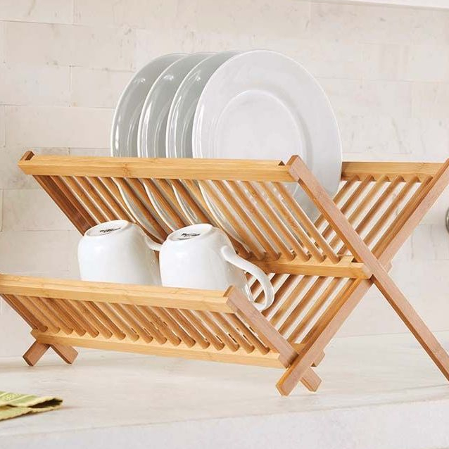 Escorredor De Louça 43x34 Bambu 34x34 Porta Prato Copos 14 ou 11 Divisórias Prático E Fácil