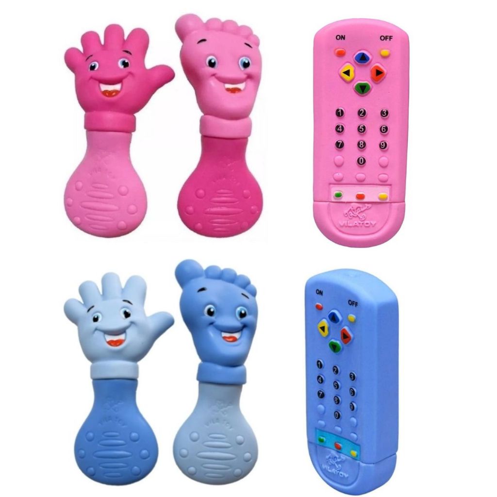 Kit Mordedor para bebê Macio Anti stress Gengiva Brinquedo bebe Azul ou Rosa