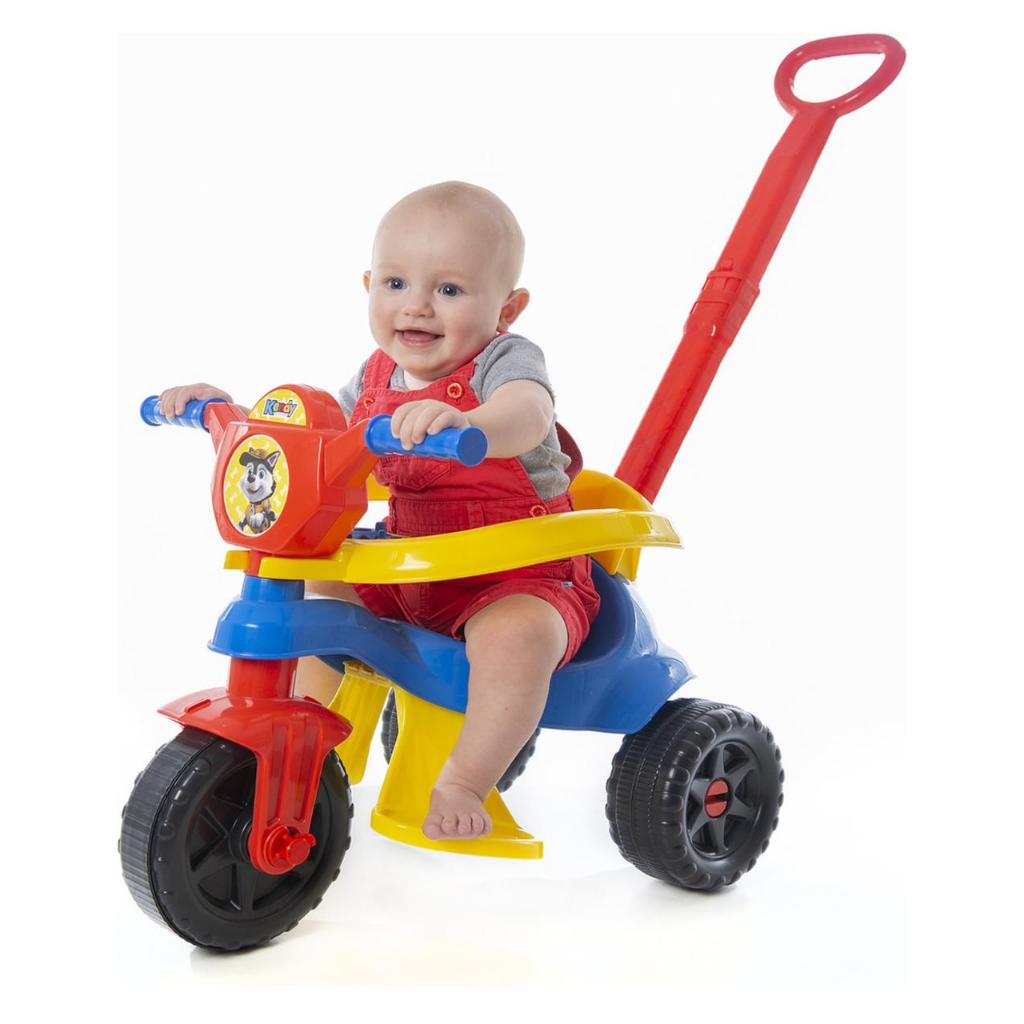 triciclo infantil motoca velotrol pedal, C/ empurrador removivel, proteção lateral chaves e engrenagens kendy