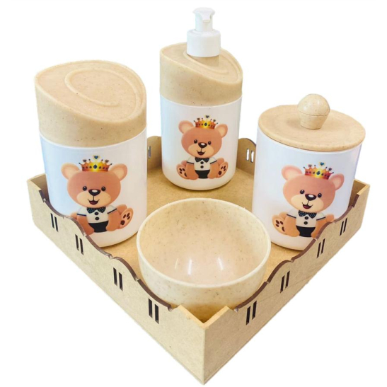 Kit Higiene Bebê Ursinho Príncipe c/Bandeja Quadrada em Oferta na Shopee