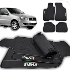 Tapete Siena 2008 a 2012 Tapete Fiat Siena Cor Preto Emborrachado Personalizado e Impermeável