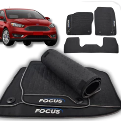 Tapete Focus Borracha SE 2015 a 2017 2018 2019 - 3 Peças Bordado Premium Impermeável Personalizado
