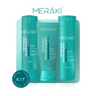 Kit Shampoo, Condicionador e Máscara para Cabelo Meráki Nutrição e Reconstrução com Óleo de Argan, Queratina e Pantenol