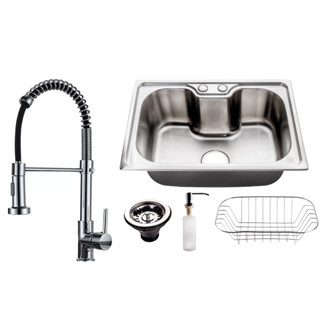 Cuba Pia Cozinha Gourmet Aço Inox 304 50x40 Com Acessórios e Torneira Gourmet Monocomando