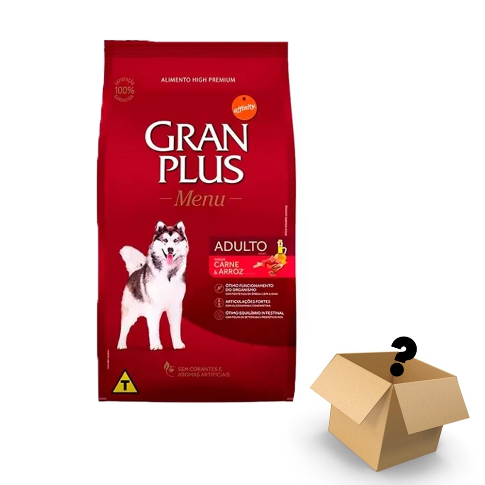 Ração Gran Plus Menu Cães Adultos Carne e Arroz 15kg + Supresa