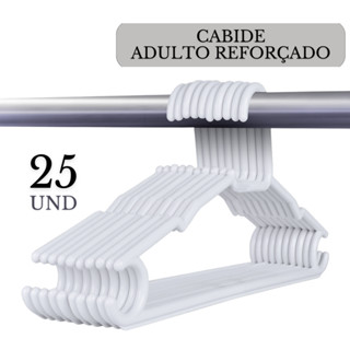 Cabide Adulto Reforçado para Roupas, Blusas, Casacos, Camisetas, Blusa Social Branco Kit 25 unidades
