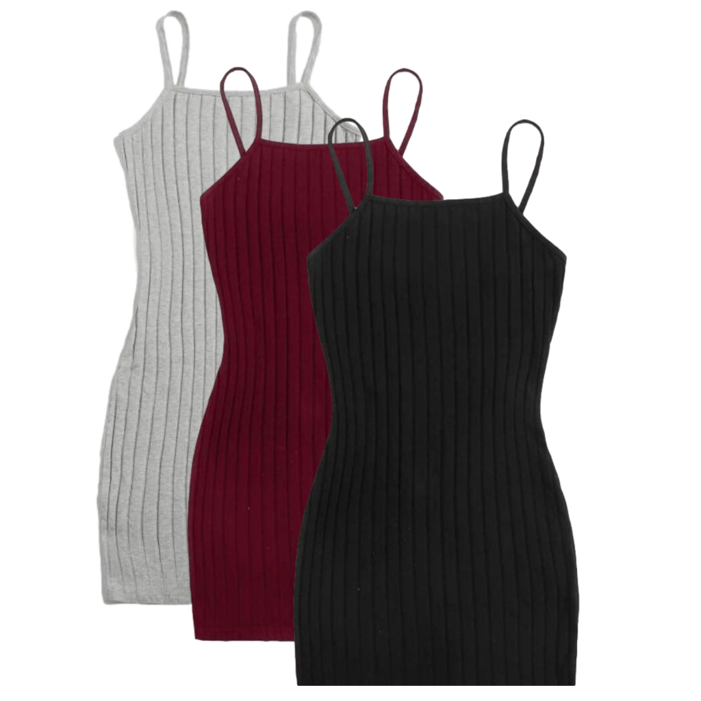 Vestido Alcinha Midi Canelado  Preto/Bordô/Cinza - Envio Direto da Fabrica em Oferta na Shopee