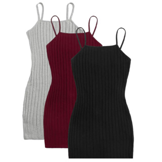 Vestido Alcinha Midi Canelado  Preto/Bordô/Cinza - Envio Direto da Fabrica em Oferta na Shopee