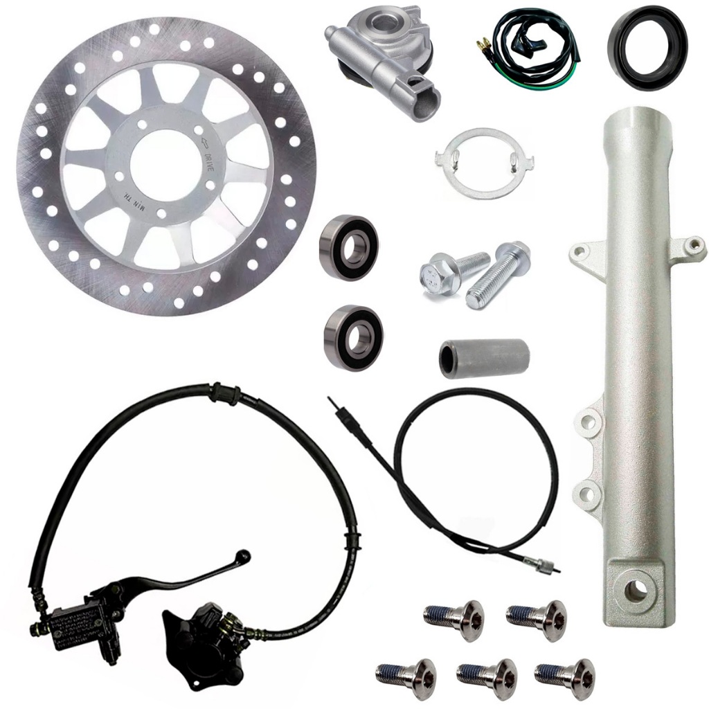 Kit Sistema Freio A Disco Cg Titan 150 2004 A 2008 Canela Pinça Cabo Burrinho Manete Cilindro Mestre Stilo