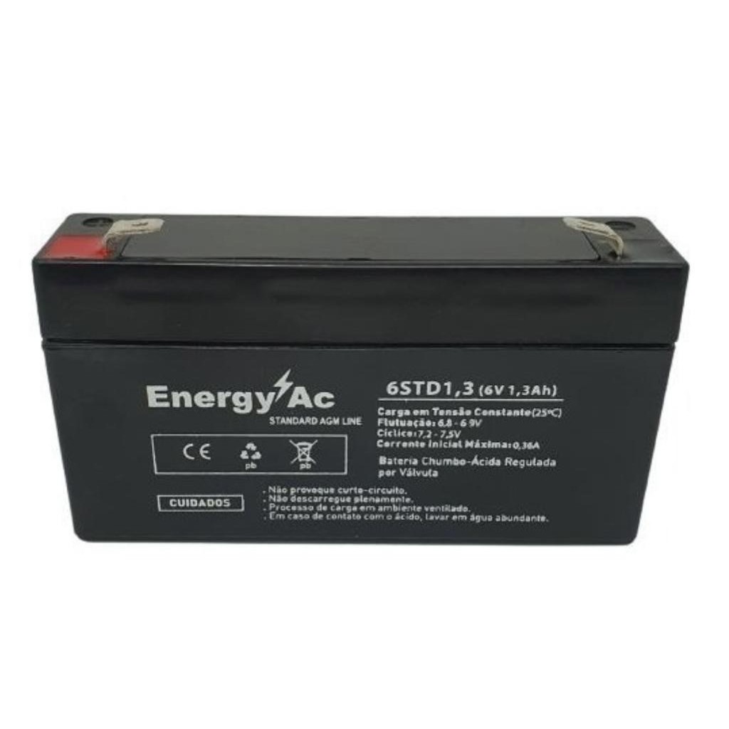 Bateria Selada Vrla 6v 1,3ah para alarmes , no breaks , centrais de alarme, automação , AGM, Balança , Balança Toledo. em Oferta na Shopee