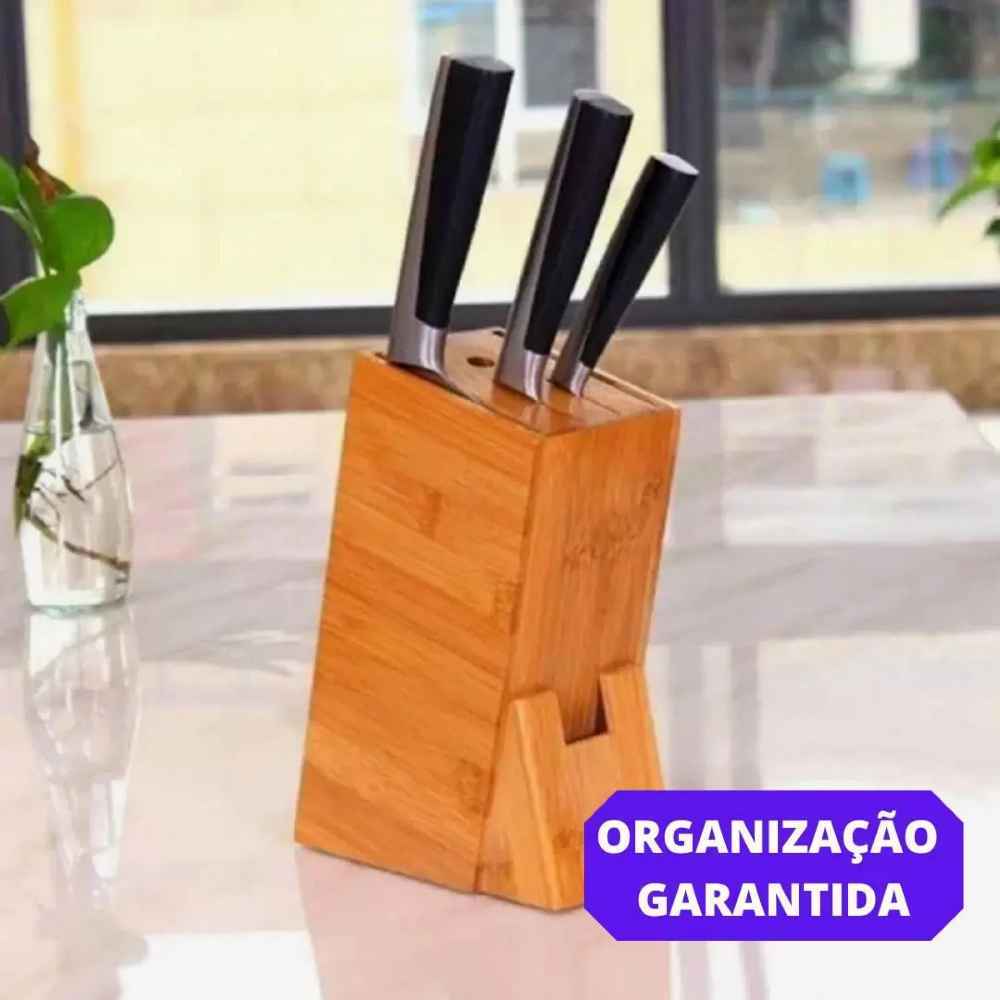 Cepo Suporte De Facas Em Bambu Organizador Cutelo Chaira Tesoura Utensílios de Cozinha