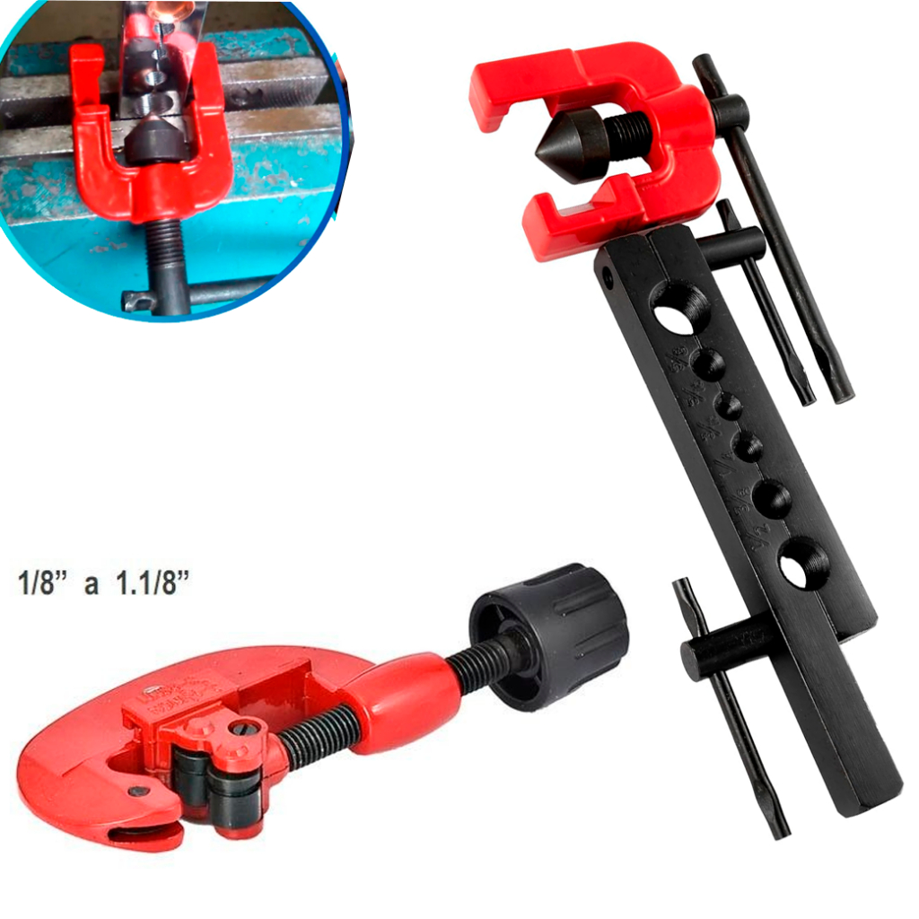 Kit Flangeador Para Tubos De Cobre Com 2 Peças 3/16 A 5/8POL. + Cortador De Tubos 1/8'' - 1.1/8'' em Oferta na Shopee