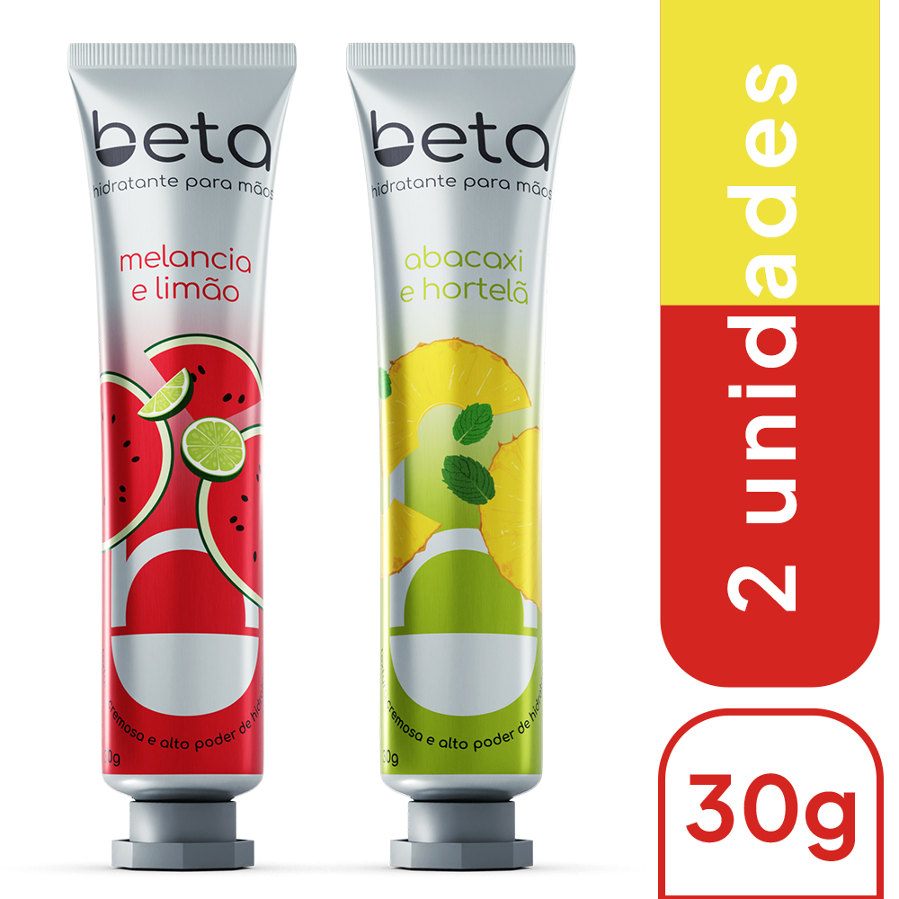 Kit com 2 Creme Hidratante Para As Mãos Beta Abacaxi e Hortelã + Melancia e Limão 30g em Oferta na Shopee