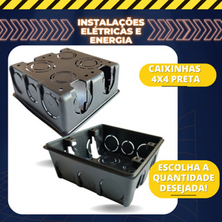 Kit Caixinhas de Luz Reforçadas p/ Tomada/Interruptor 4x4 Preta