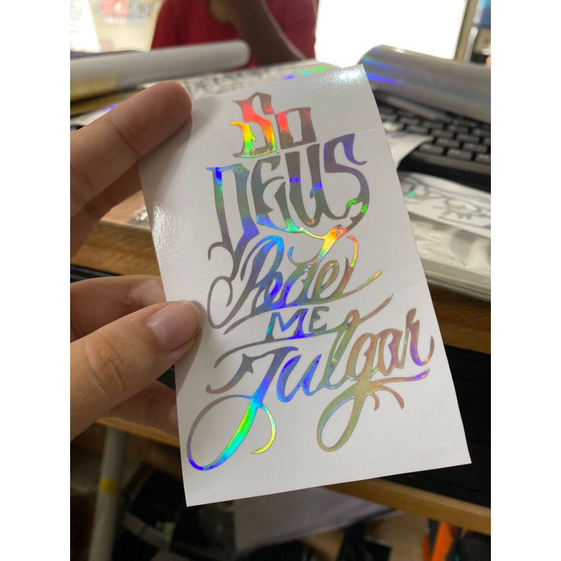 044 ADESIVO HOLOGRÁFICO FRASE em Oferta na Shopee