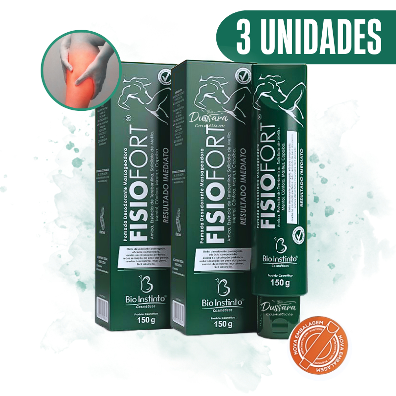 KIT COM 3 Pomada Massageadora Fisiofort Verde - 150g - Bio Instinto