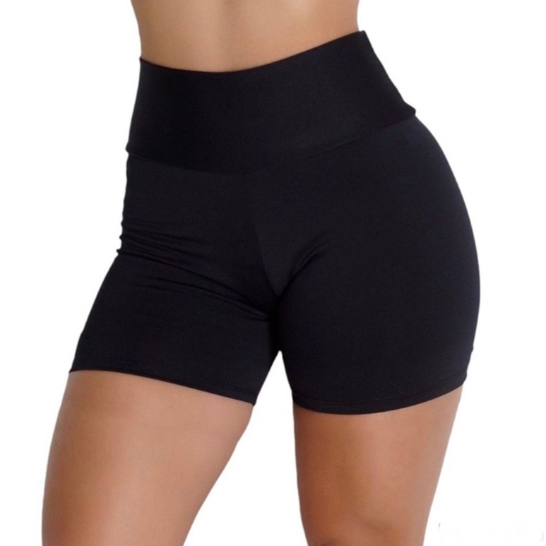 Short Feminino Fitness Academia Grosso Preto e Cinza de Alta Qualidade Costura Reforçada