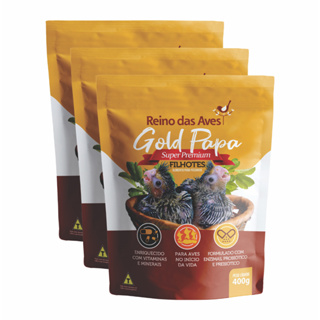 Gold Papa Para Filhotes 400g Refil KIT 3un + 1un Seringa - Reino Das Aves em Oferta na Shopee