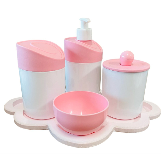 Kit Higiene Bebê SEM PERSONALIZAÇÃO c/Bandeja Nuvem Rosa em Oferta na Shopee