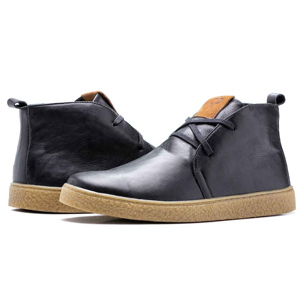 Detalhes do Sapatênis Masculino Quebec Woody Preto em Couro