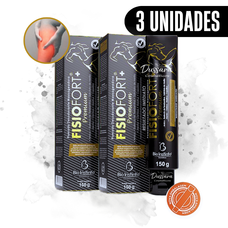 KIT COM 3 Pomada Massageadora Fisiofort  Bio Instinto - 150g - Desconforto musculares em Oferta na Shopee