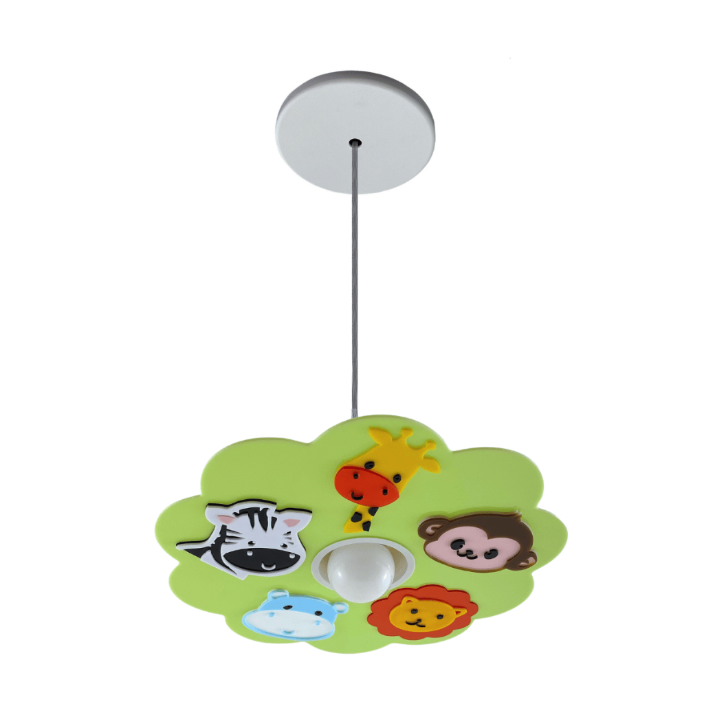 Lustre Pendente Infantil Safari Animais Selva Decoração Quarto Bebê Criança Menino Menina P LED em Oferta na Shopee