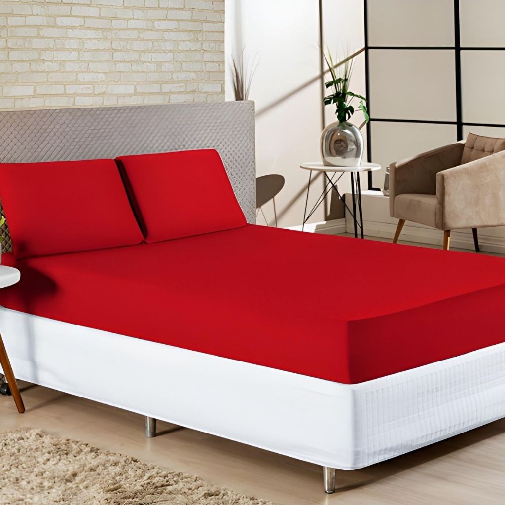 Jogo de Cama Lençol King Size 400 Fios 3 Pçs Micropercal com Elástico Cama Box Toque de Pêssego