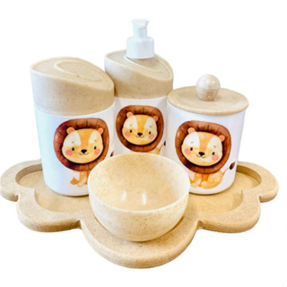 Kit Higiene Bebê 3 Leões c/Bandeja Nuvem Crua em Oferta na Shopee