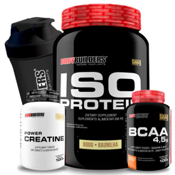 Kit Iso Protein 900g + BCAA 100g + Creatina Power 100g + Coqueteleira - Bodybuilders