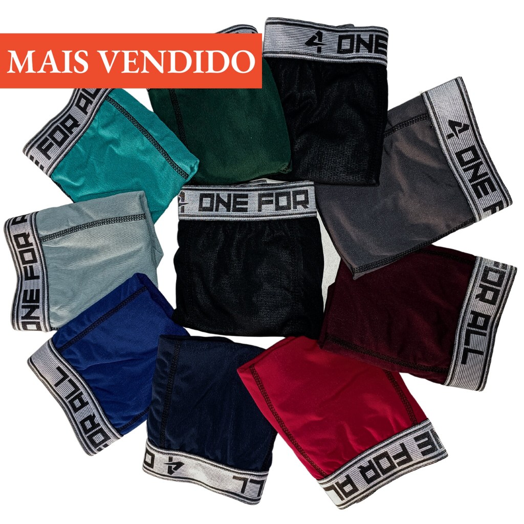 Kit com 10 Cuecas Boxer Adulto Envio Imediato ONE FOR ALL microfibra cores variadas em Oferta na Shopee