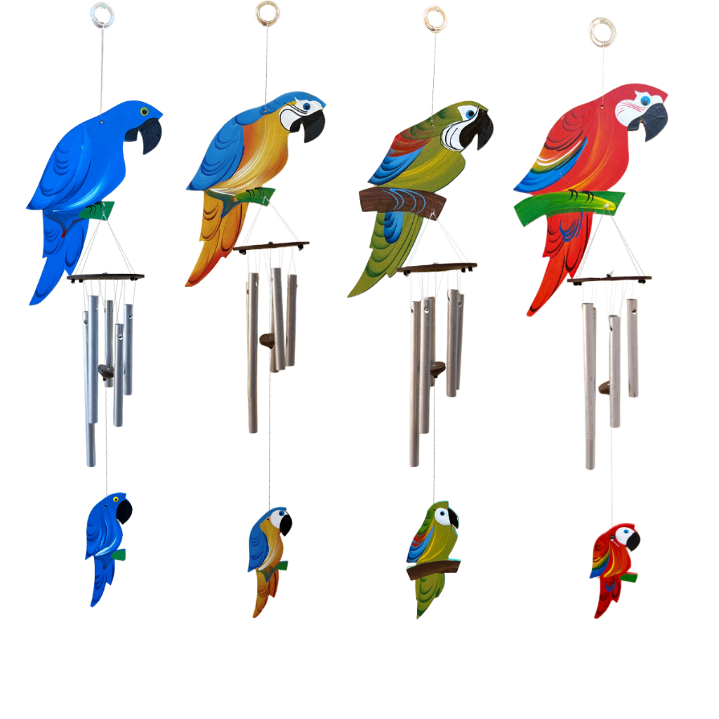Sino dos Ventos Mensageiro Araras Móbile Alumínio 5 Tubos Decorativo