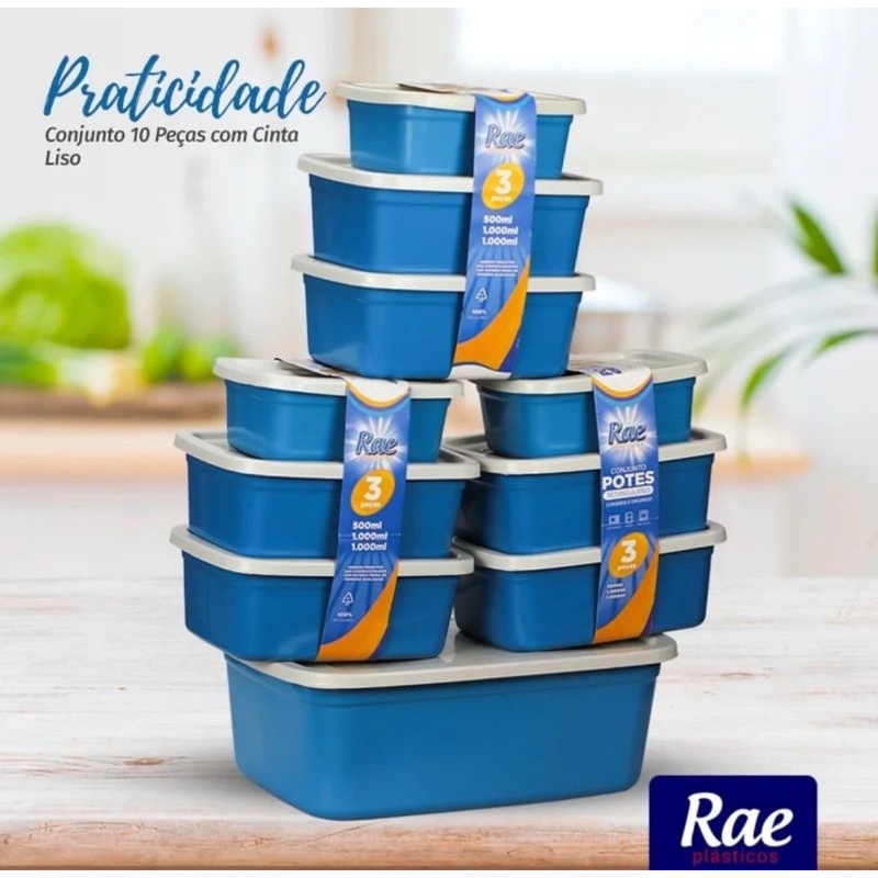 Kit Conjuntos de Pote Plástico Para mantimentos e Cozinha 10 peças