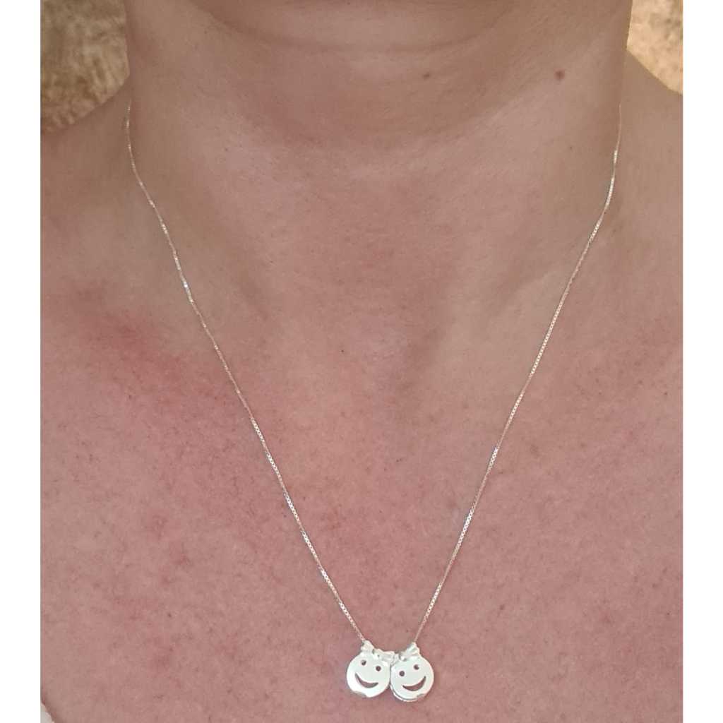 Corrente veneziana 50 cm com 2 filhos ou 2 filhas ou casal prata 925 legítima por inteiro