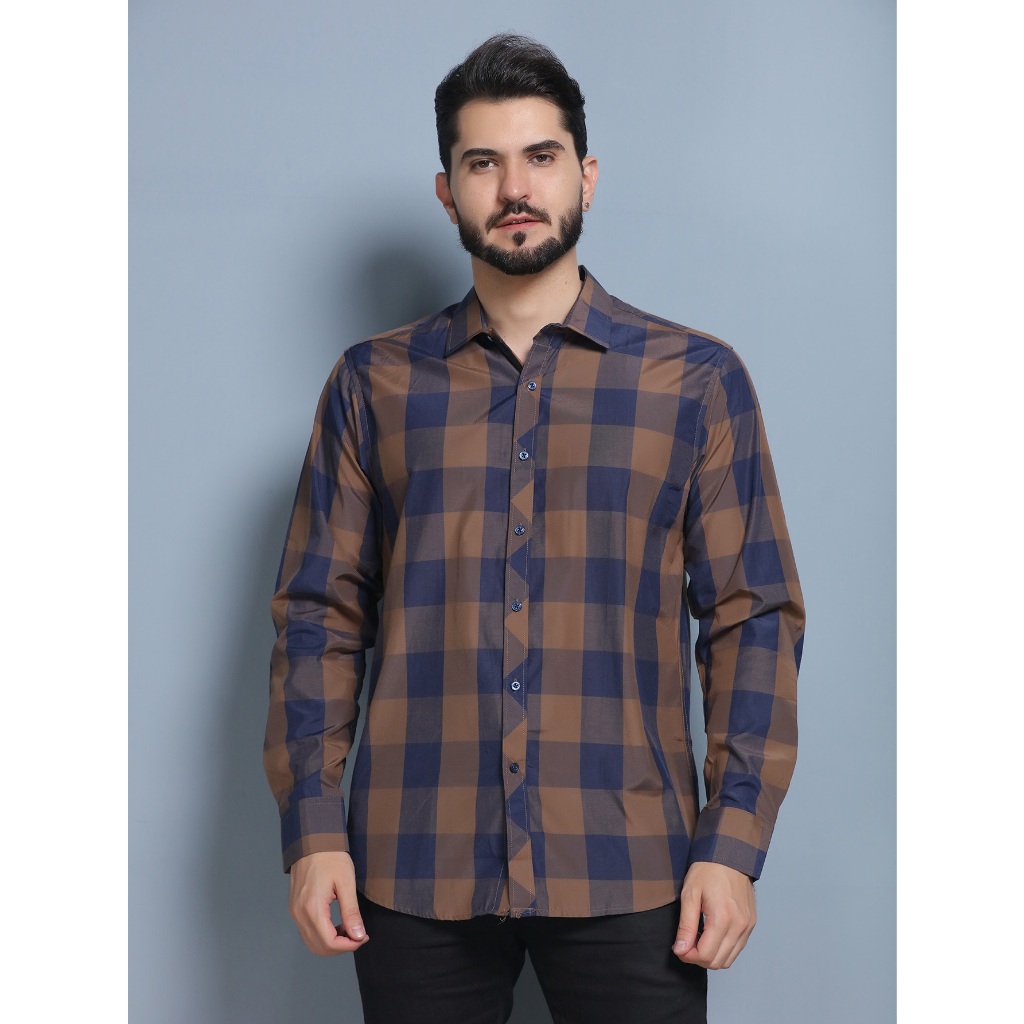 camisa social manga longa xadrez 35%algodão 65%poliéster não amassa passa fácil 。