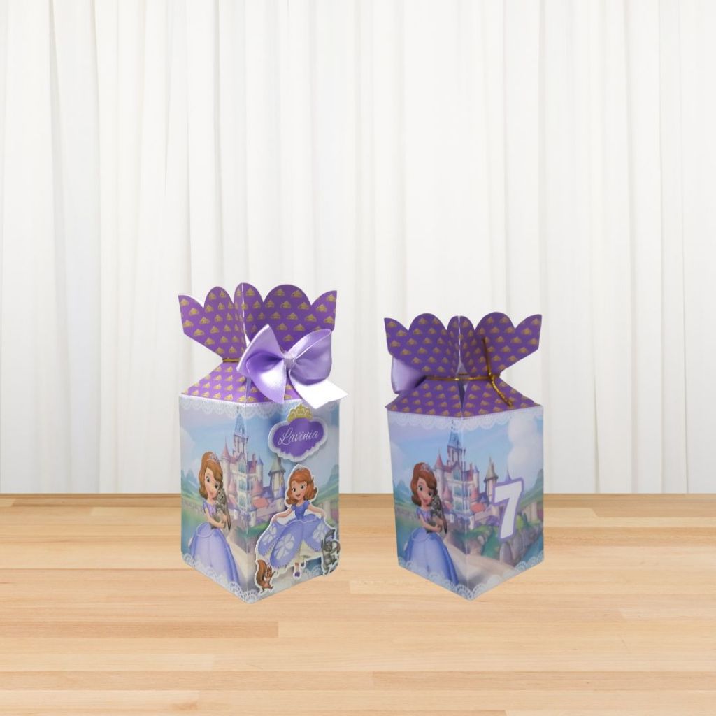 10 Lembrancinhas Caixa meia bala Princesa Sofia Personalizada - Papelaria Personalizada
