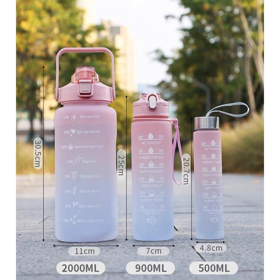Kit 3 Garrafas De Água Squeeze Academia Com Adesivos 3D Alça e Suporte Celular - HM TOYS em Oferta na Shopee