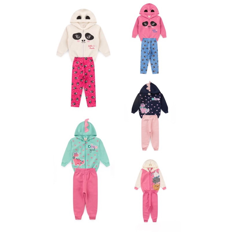 Conjunto infantil bebê menina inverno moletom frio inverno