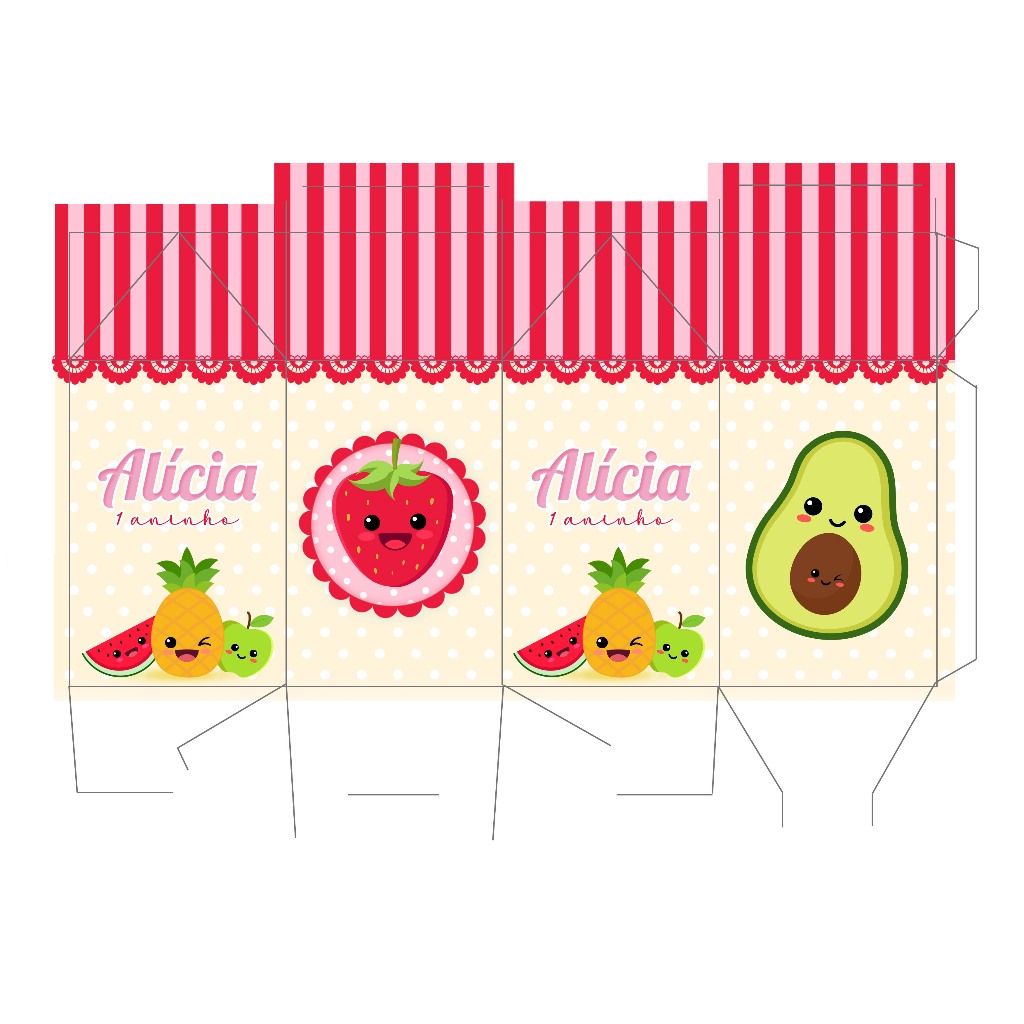 Kit Pegue Monte Personalizados Frutinhas Quitandinha 20 a 60 Lembrancinha de Aniversário Mesversário