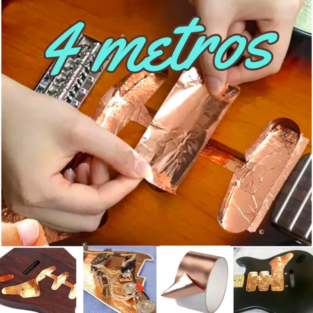 4 metros Folha fita de cobre para blindagem de guitarra baixo artesanato adesiva condutiva 50mm em Oferta na Shopee