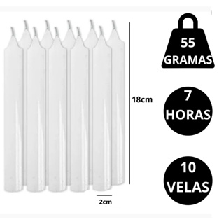 Vela 7 Horas Palito Branca Parafina Pura Caixa Com 10 Unidades em Oferta na Shopee