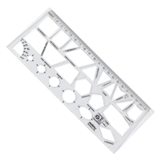 Régua para Geometria Gabarito com Forma Geométrica Transparente 21 Cm em Oferta na Shopee