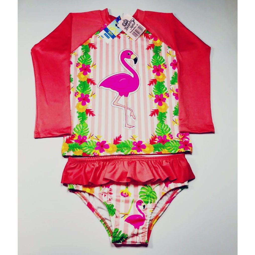 kit Biquini Infantil + Blusa com Proteção Solar Infantil UV50 Para Meninas Kit Praia Piscina Infantil