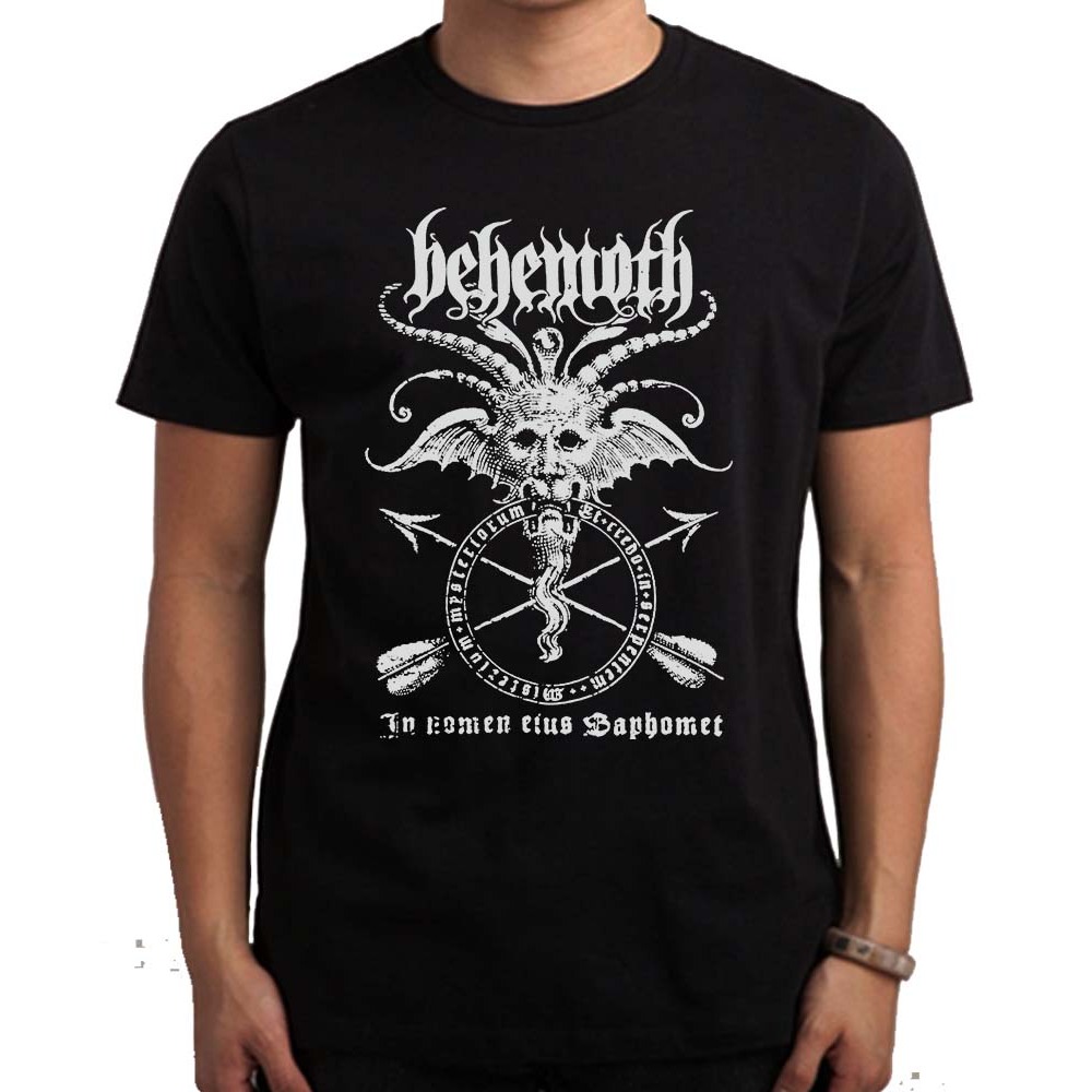 BEHEMOTH In nomem eius Baphomet - camiseta, babylook, regata, manga longa também disponível em tecido branco e vermelho