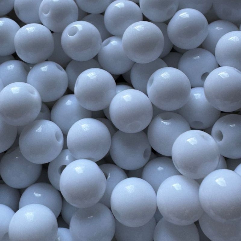 Miçanga Bola Leitosa - 8mm - Branca - Aprox... 500 e 1000 Pçs