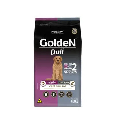 Ração Golden Duii Cães Adultos Salmão e Cordeiro 10,1Kg Alimento Cachorro Premium Especial Dog Pet