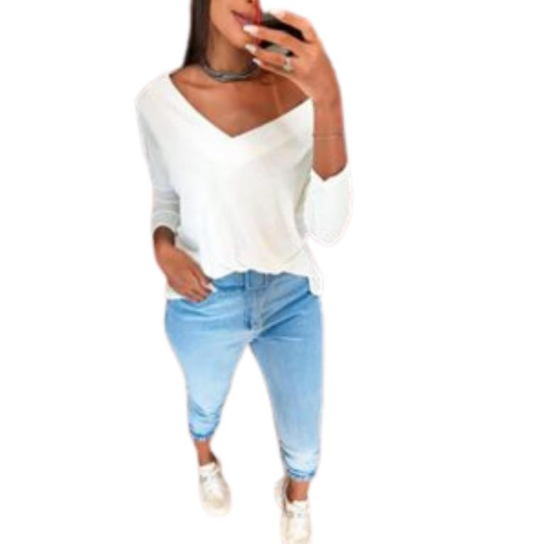 Blusa Gola V Manga Longa Soltinha Confortável