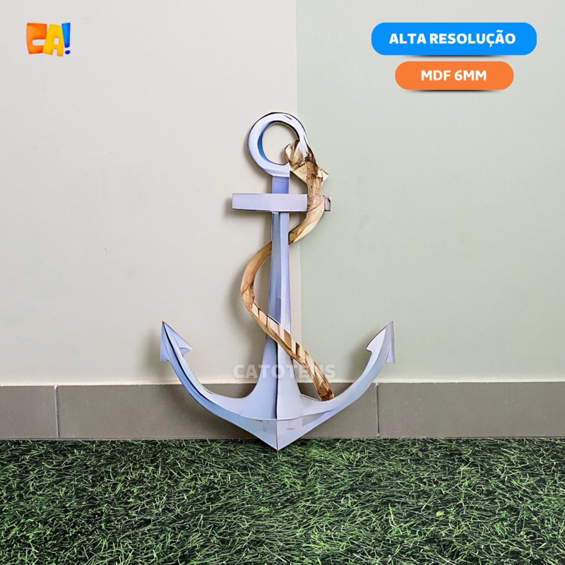 Display de chão MDF 6mm Âncora aquarela 50cm a 90cm SEM PÉ - Náutico catotens